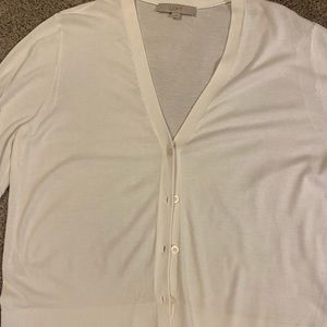 Womens white Ann Taylor LOFT button cardigan